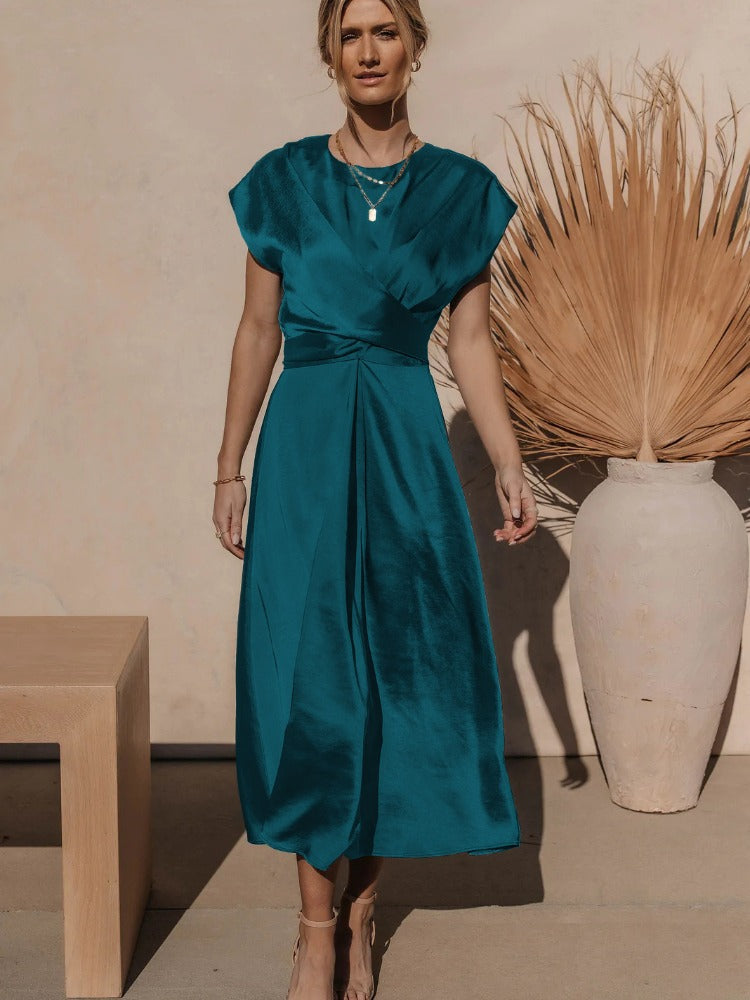 Valenzora | Elegantes Wickel-Midikleid aus Satin für Damen