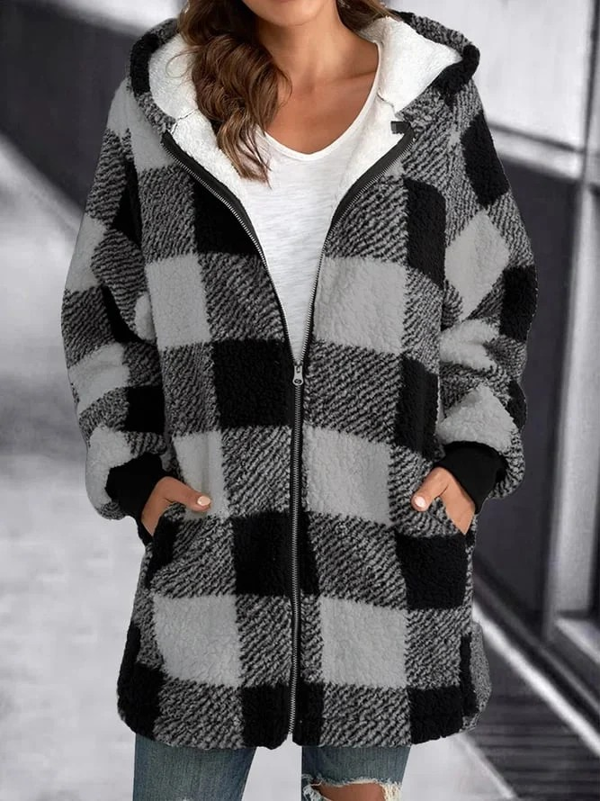 Valenzora | Checkered Hoodie Jacket for Women