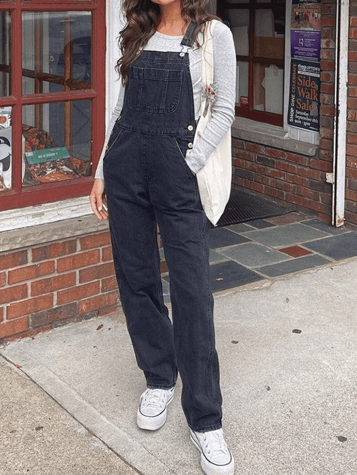 Valenzora | Washed straight leg denim overall