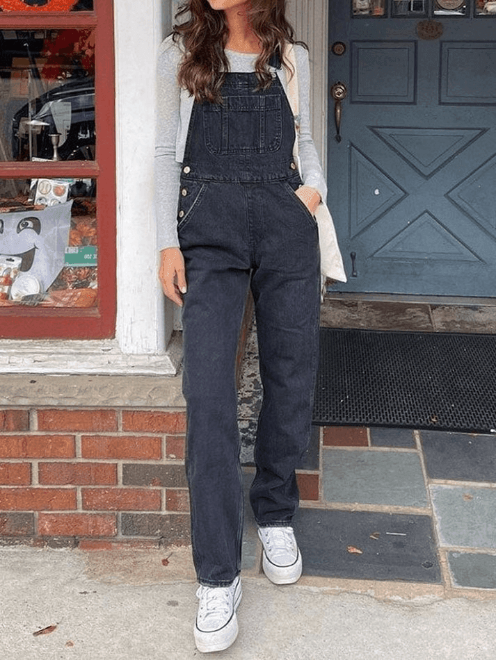 Valenzora | Washed straight leg denim overall