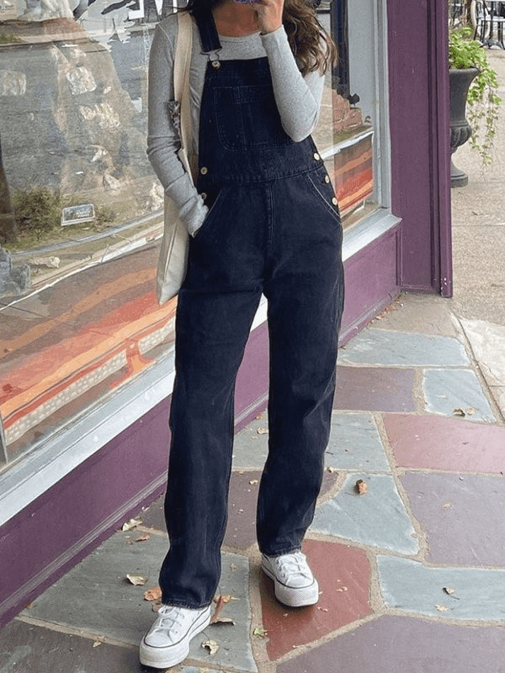 Valenzora | Washed straight leg denim overall