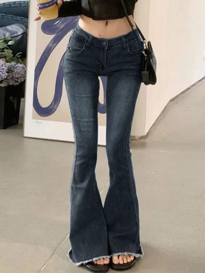 Valenzora | Washed Stretch Low Waist Flare Jeans