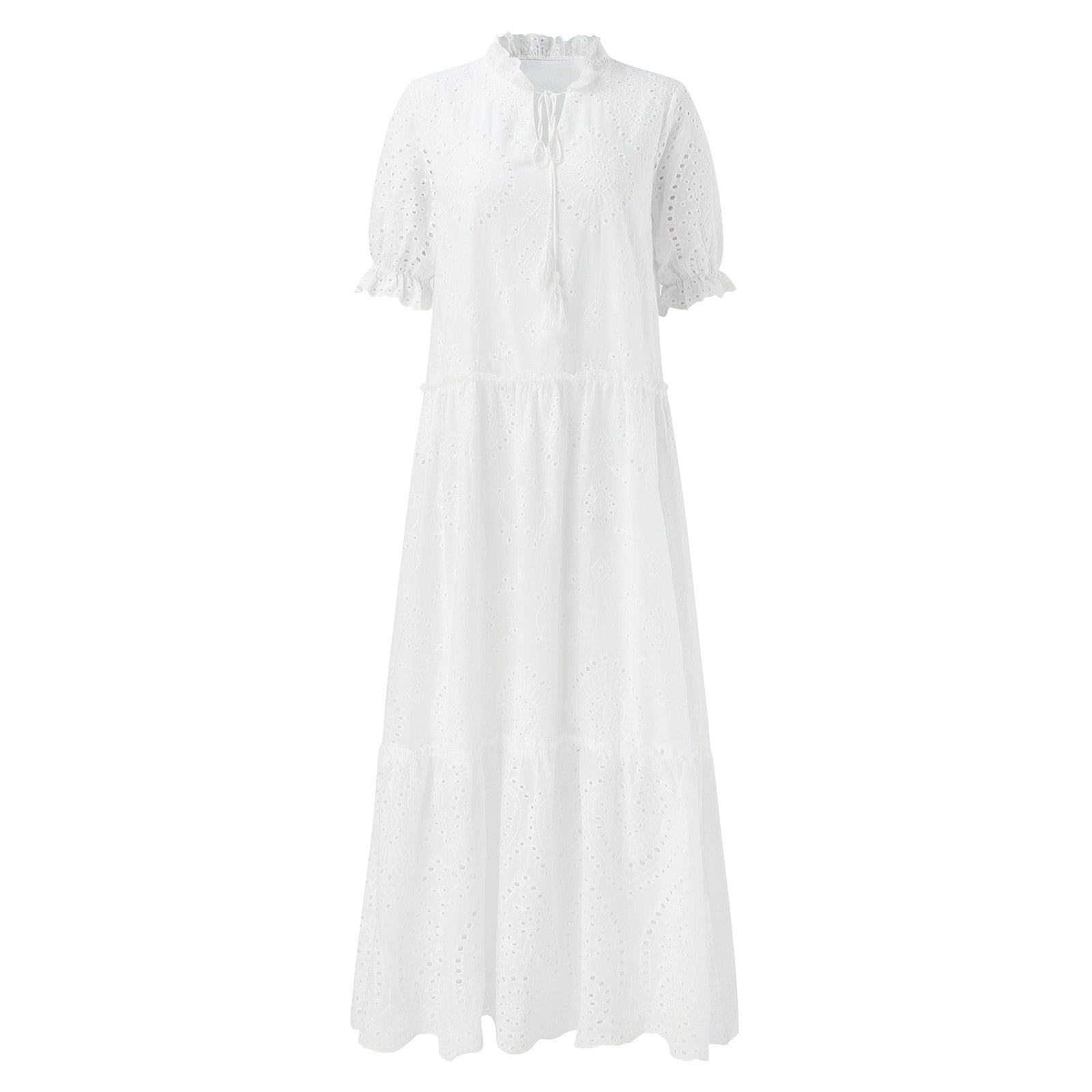 Valenzora | White Plus-Size Ruffled Dress