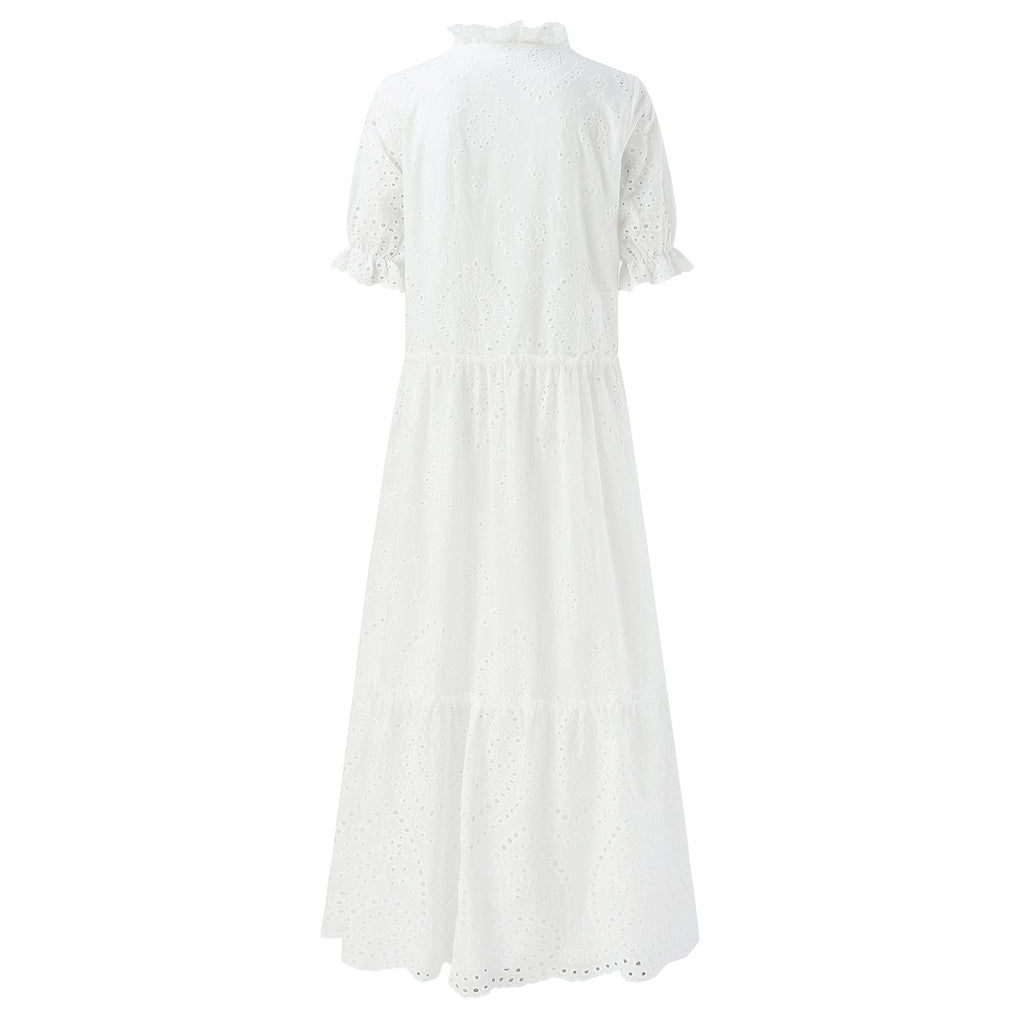 Valenzora | White Plus-Size Ruffled Dress