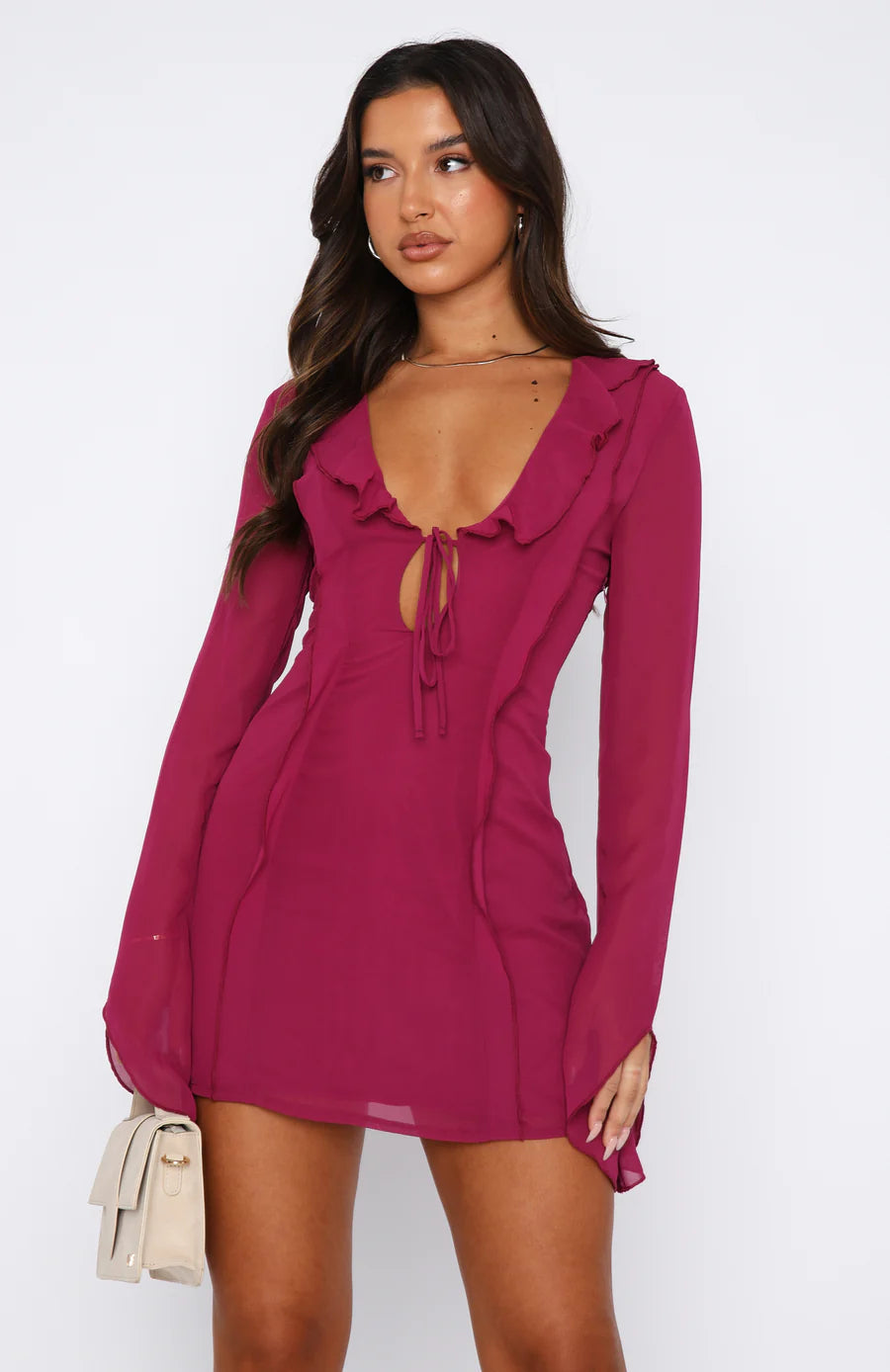 Valenzora | Long-sleeved mini dress with ruffles