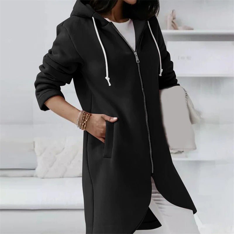 Valenzora Jacke | Bequeme lange Kapuzenweste für Damen