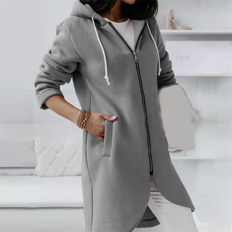 Valenzora Jacke | Bequeme lange Kapuzenweste für Damen