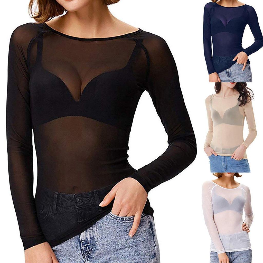 Valenzora | Transparentes Langarmshirt aus Mesh für Damen