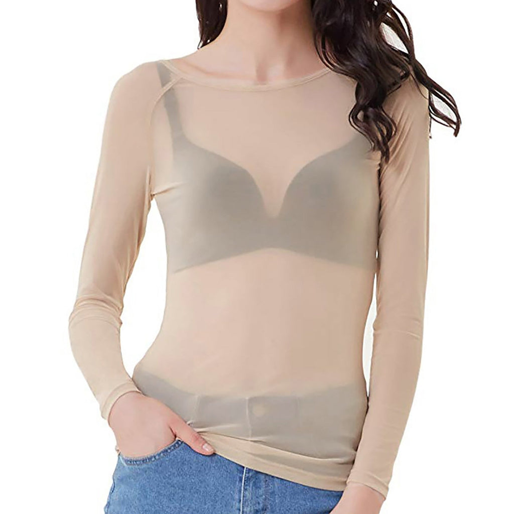 Valenzora | Transparentes Mesh-Langarm-Top für Damen