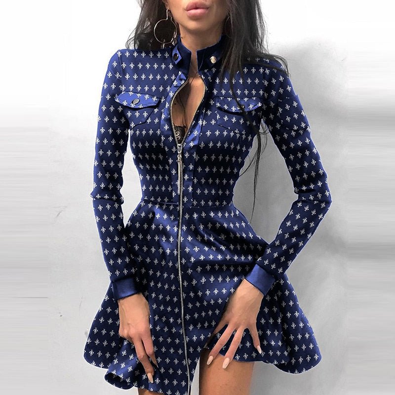 Valenzora Leather Zipper Mini Dress