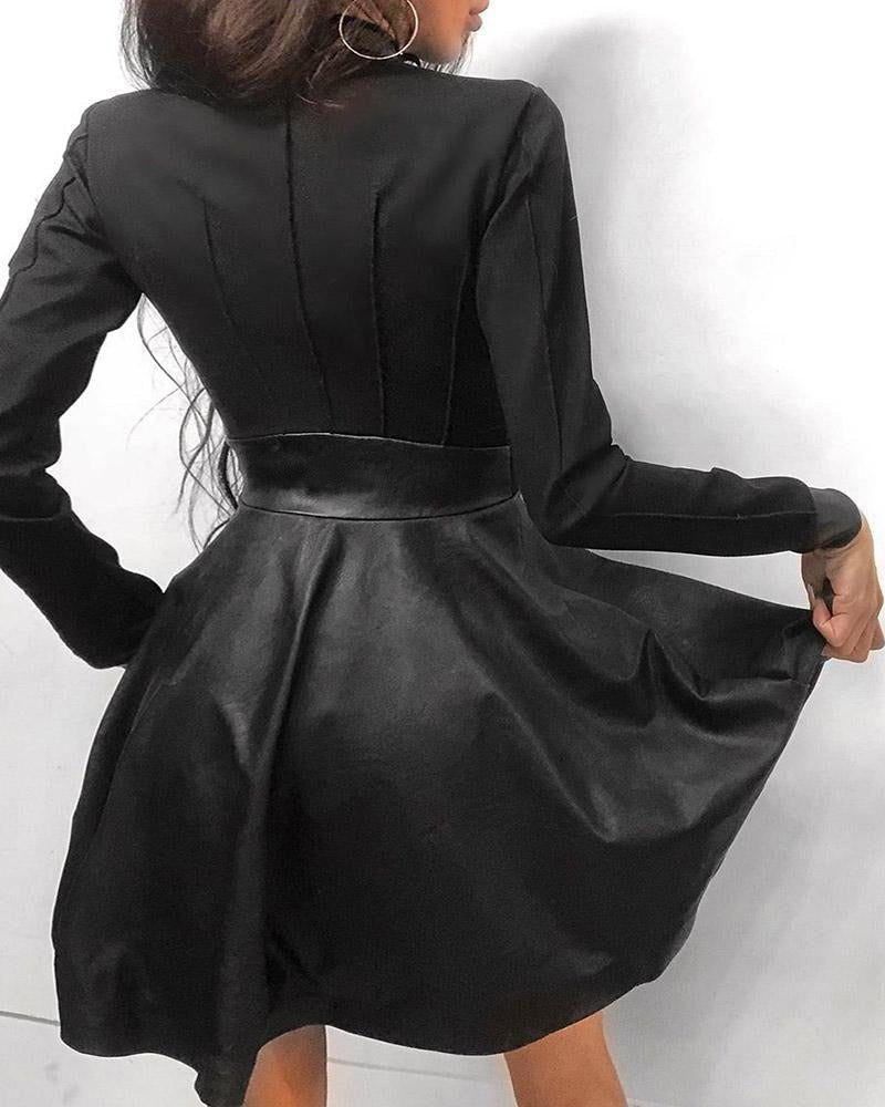 Valenzora Leather Zipper Mini Dress