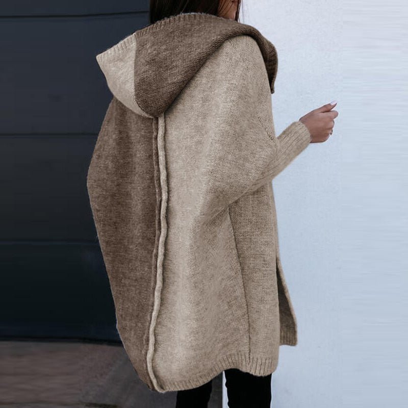 VELOVIT - Patchwork Casual Hooded Sweater Cardigan