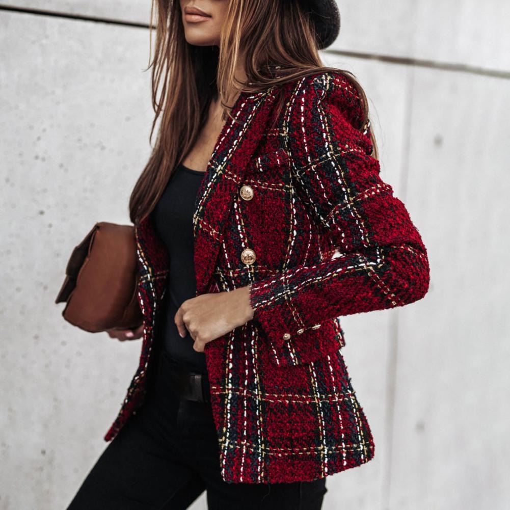 Valenzora – Karierter modischer Blazer mit Seitentaschen