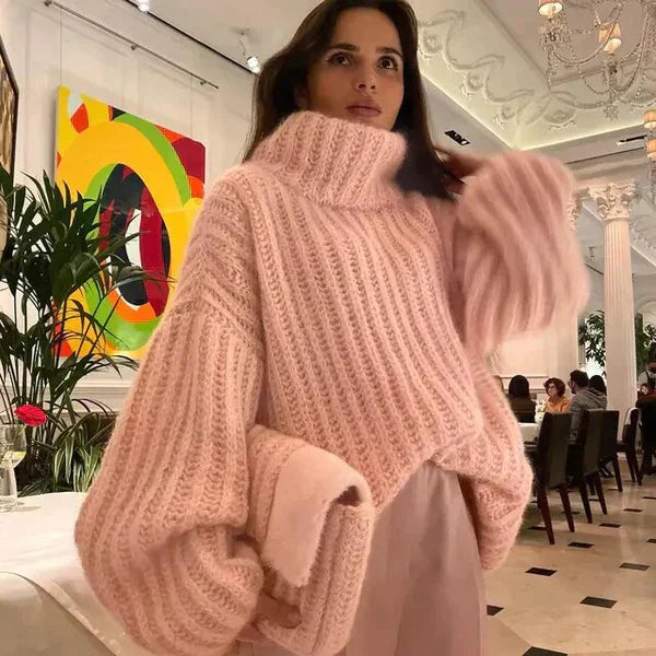 Fluffy roll-neck sweater