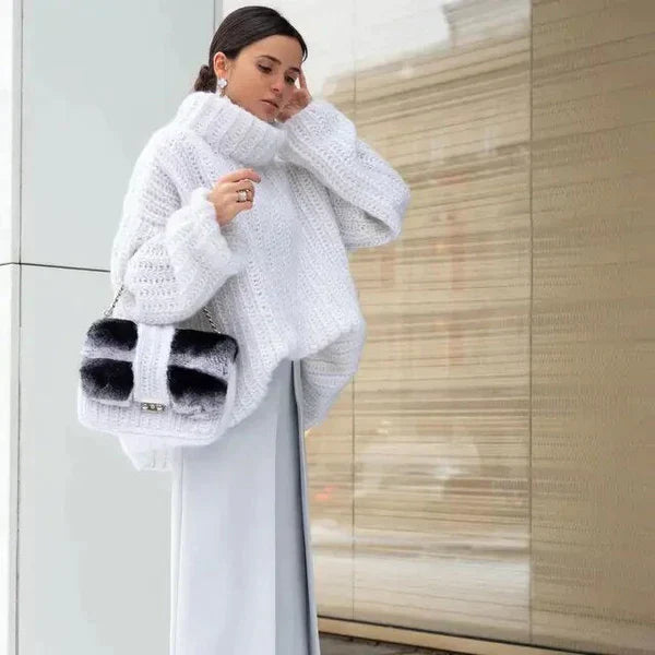 Fluffy roll-neck sweater