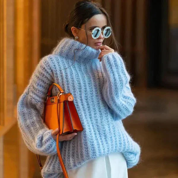 Fluffy roll-neck sweater