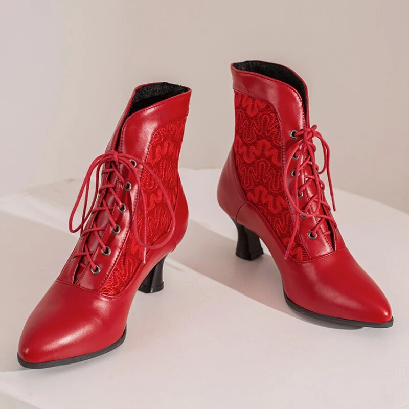 Valenzora | Women's Ankle Boots Leather Lace-up Shoes Modern Shoes