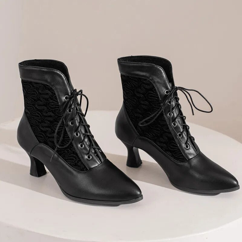 Valenzora | Women's Ankle Boots Leather Lace-up Shoes Modern Shoes