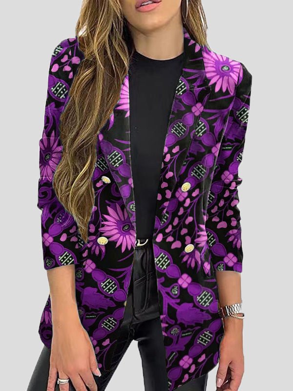 Valenzora | Printed blazers with lapels and long sleeves