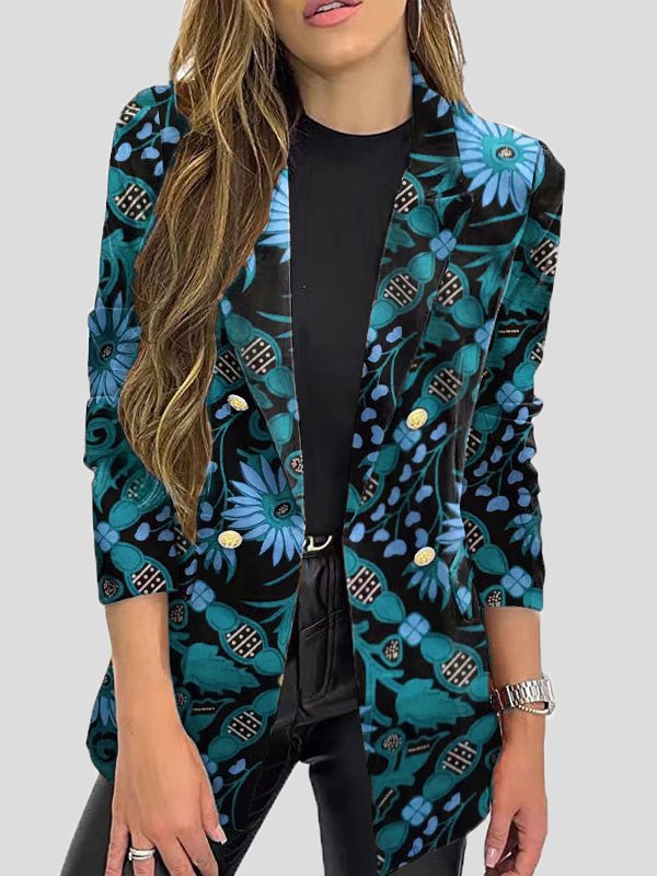 Valenzora | Printed blazers with lapels and long sleeves