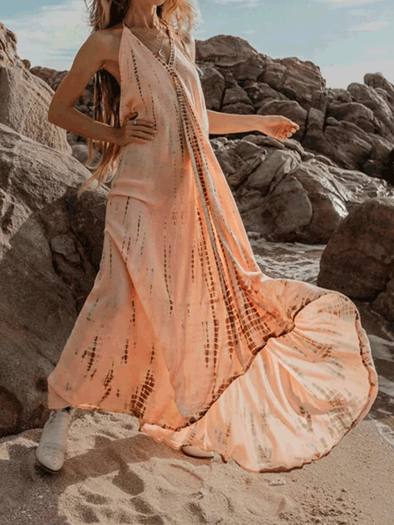 Valenzora | Damenkleider Geprägtes Neckholder-Kleid mit offener Rückenpartie und ärmellosem Design