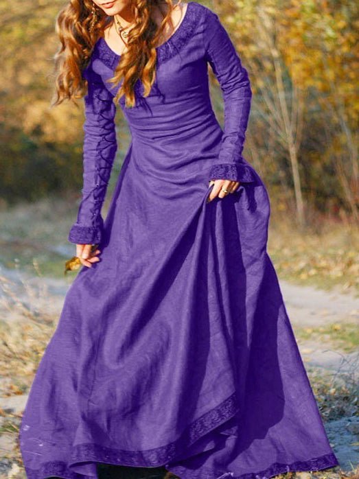 Valenzora | Damen-Kleid Rundhals Langarm-Kleid