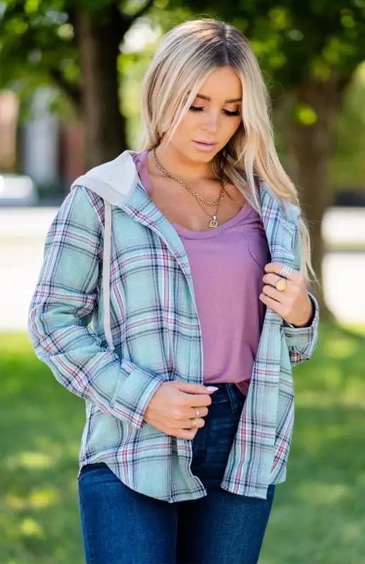 Valenzora | Women's Hoodie Button-Down Casual Shirt Jacket