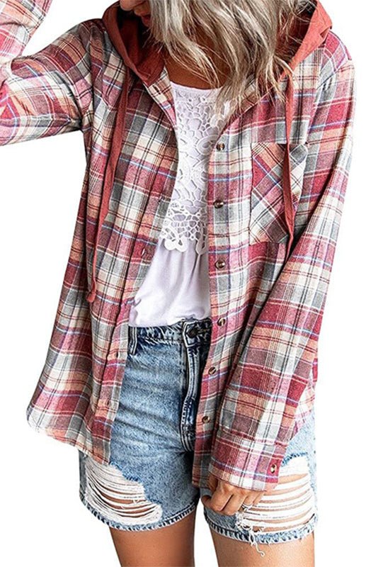 Valenzora | Women's Hoodie Button-Down Casual Shirt Jacket