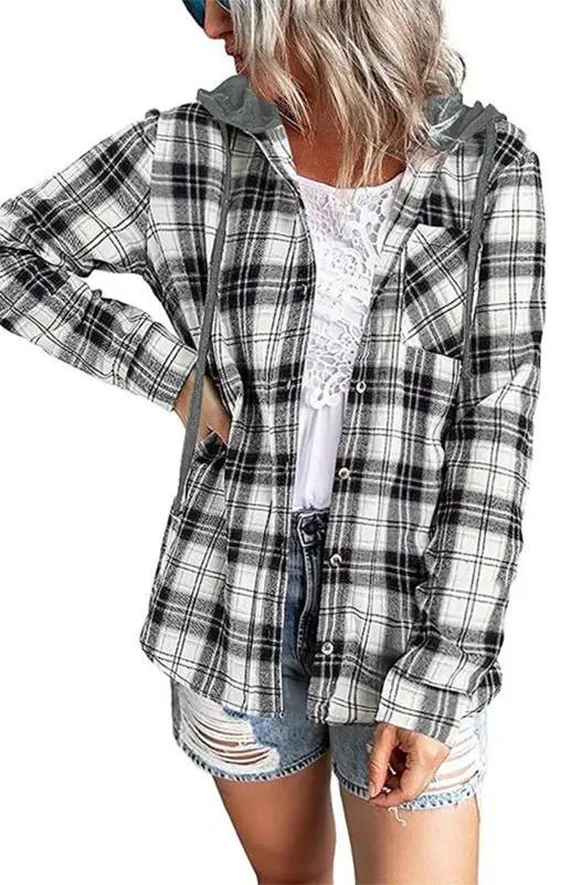 Valenzora | Women's Hoodie Button-Down Casual Shirt Jacket