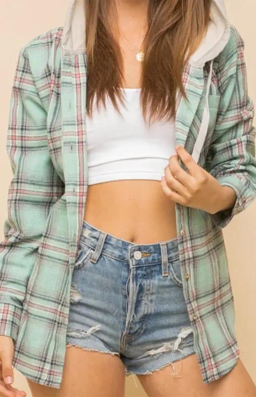 Valenzora | Women's Hoodie Button-Down Casual Shirt Jacket