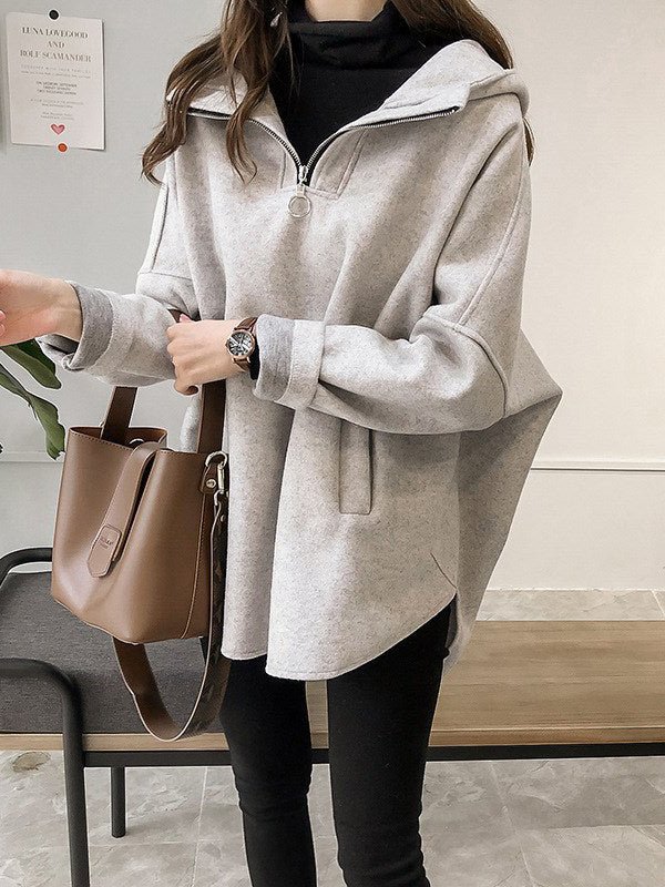 Valenzora | Women's Casual Wool Mid-Length Pullover Hoodie