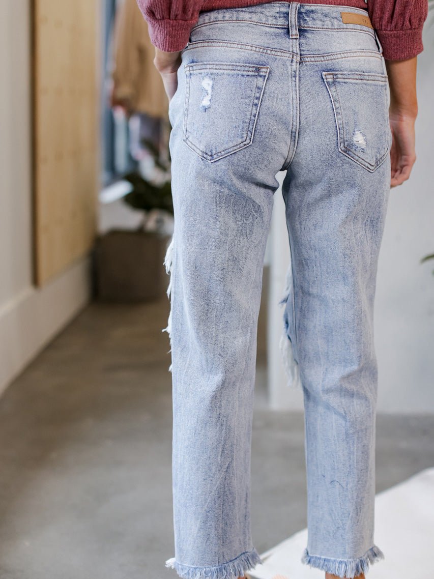 Valenzora | Women's washed ripped jeans with pockets
