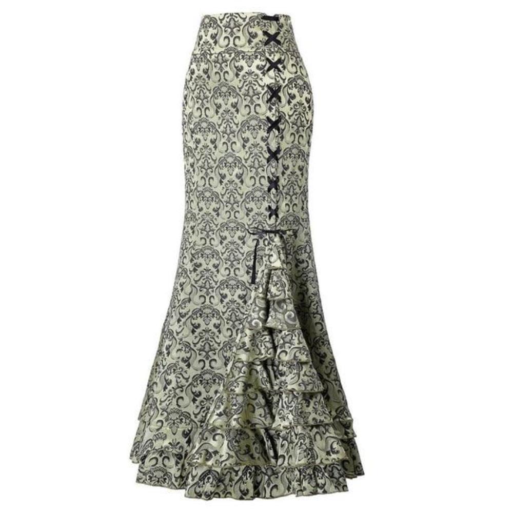 Valenzora | Women's Mermaid Long Ruffle Slim Fit Fishtail Lace-up Skirt