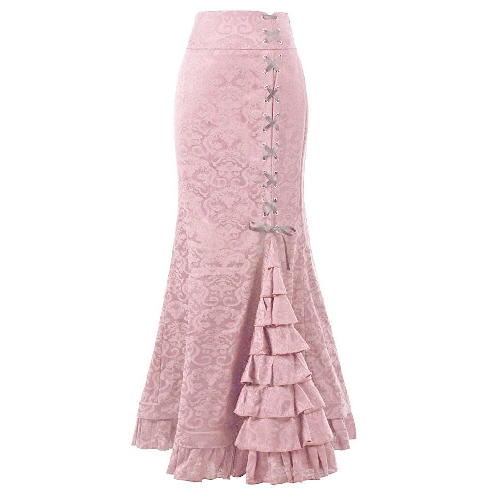 Valenzora | Women's Mermaid Long Ruffle Slim Fit Fishtail Lace-up Skirt