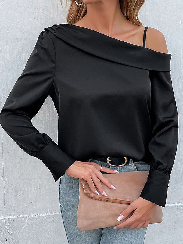 Valenzora | Women's Irregular Black Tank Top Long Sleeve T-Shirt