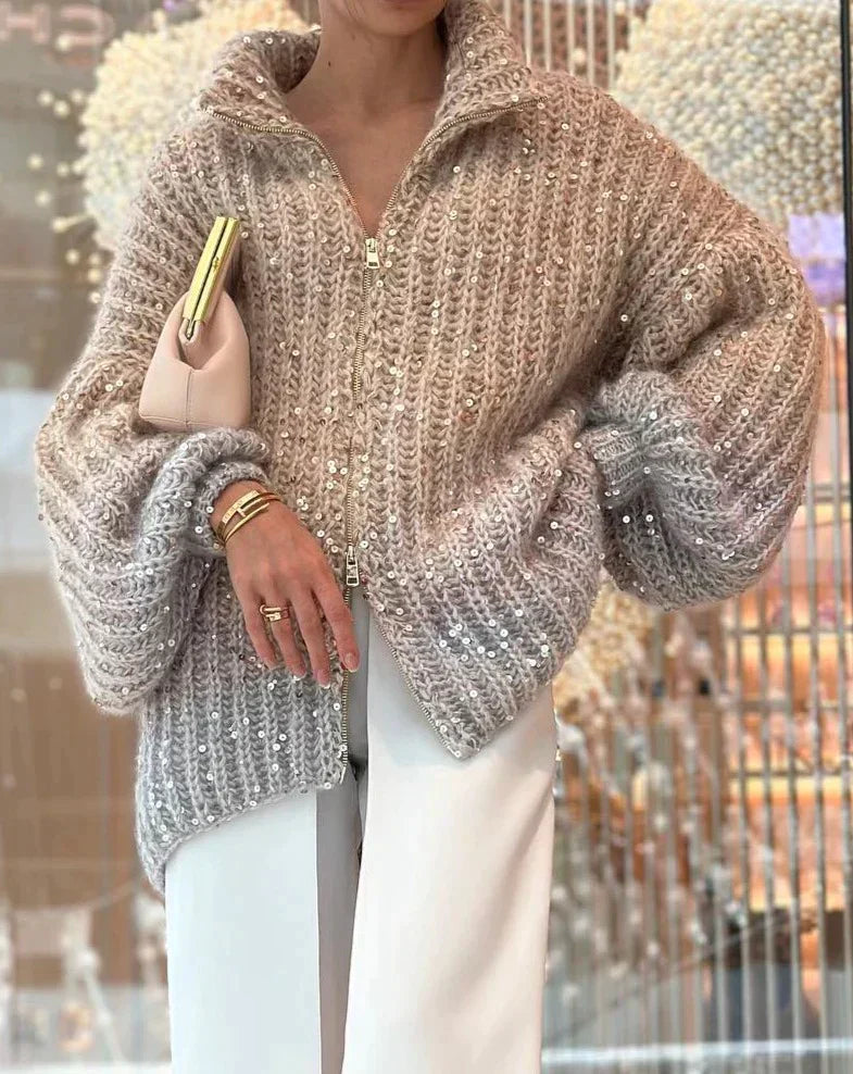 Maeve️ | Die elegante, glitzernde Seidenstrickjacke