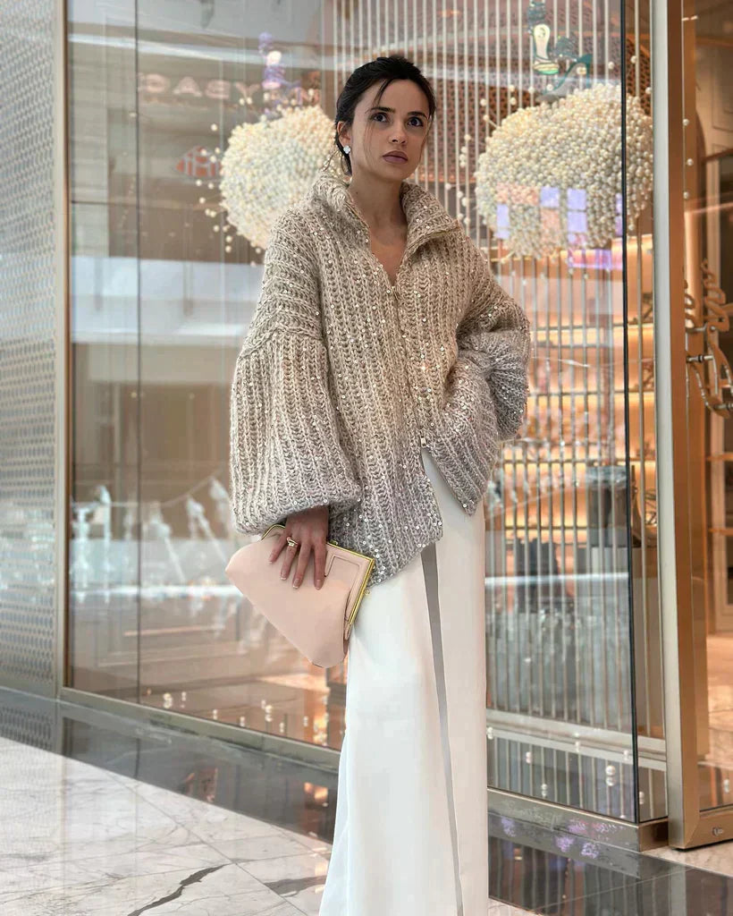 Valenzora Knitted pullover jacket with sequins