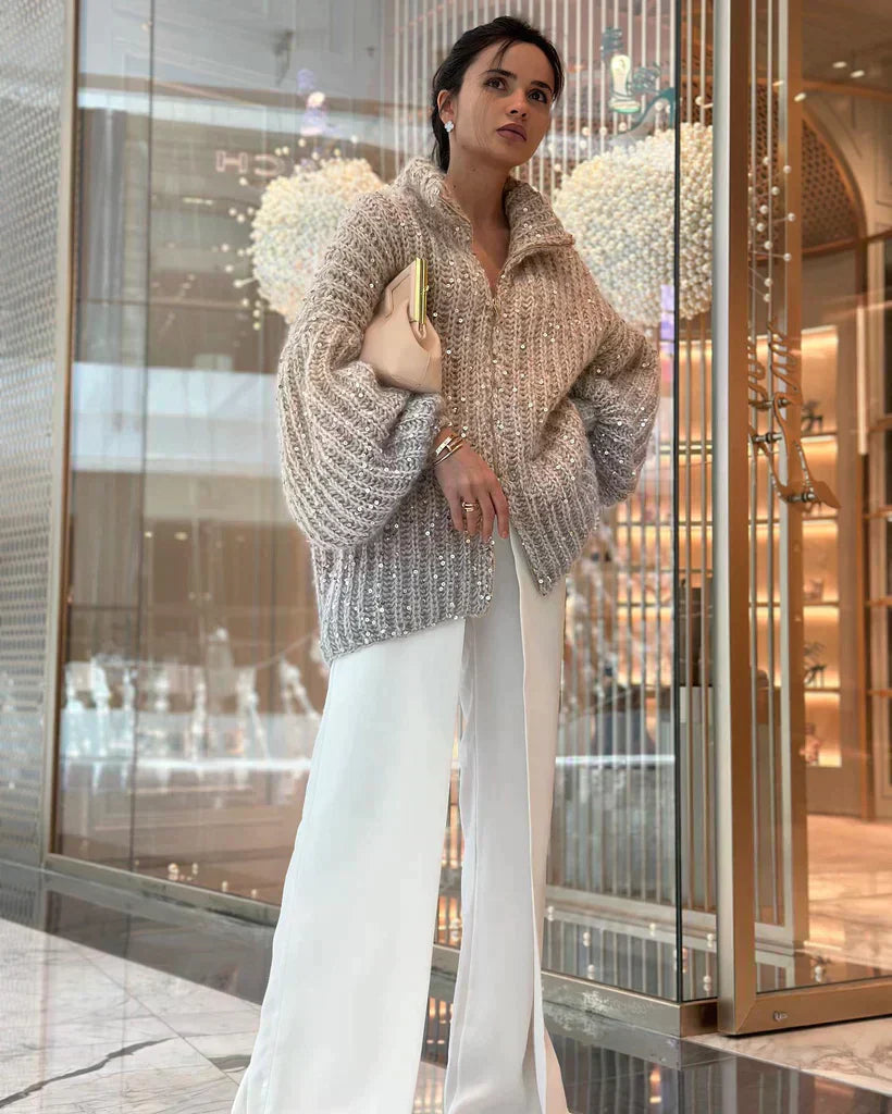 Maeve️ | Die elegante, glitzernde Seidenstrickjacke