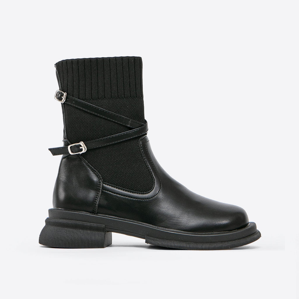 Valenzora | Elegante braune Stiefeletten mit Wickelriemen