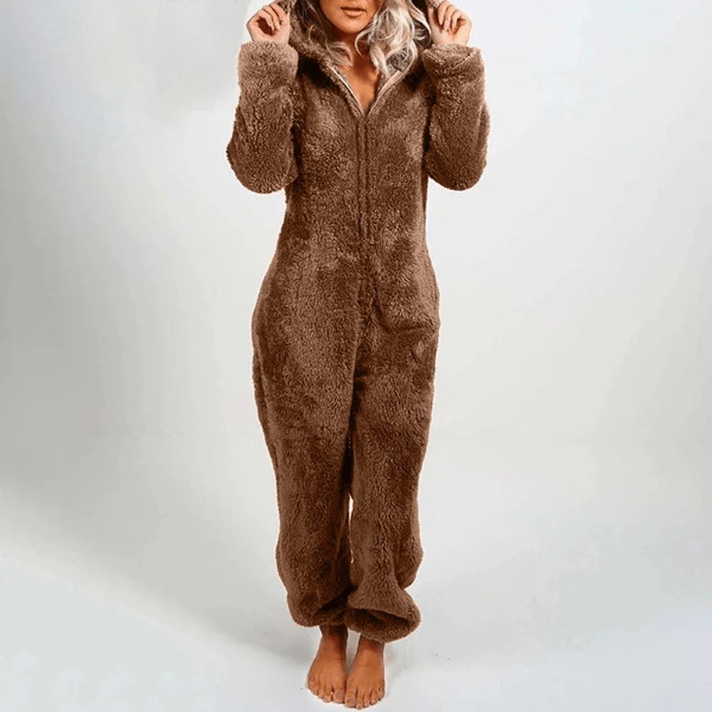 Valenzora | Playful Teddy Bear Women's Jumpsuit Soft Plush Pajamas