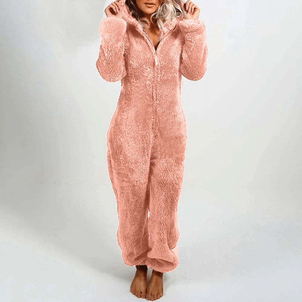 Valenzora | Playful Teddy Bear Women's Jumpsuit Soft Plush Pajamas