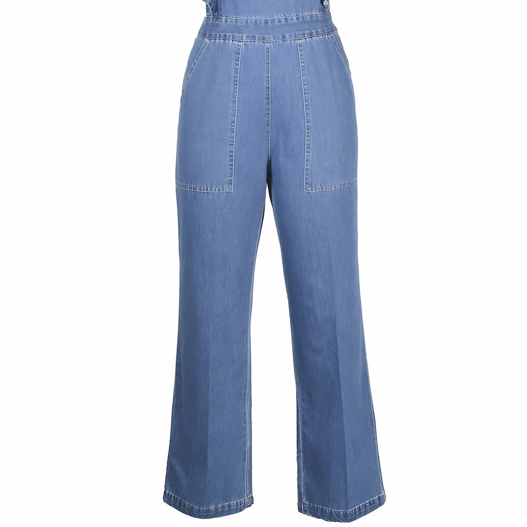 DenimDynasty™ - Denim jumpsuit with open back