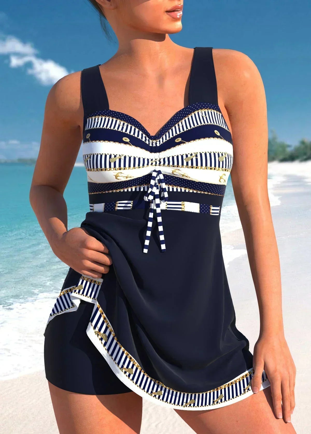 Valenzora | Schlanker, leichter Patchwork-Tankini